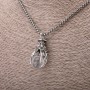 Crystal Ball Pendant, Transparent, 20×40 mm, on a chain, 65 cm, silver-tone metal