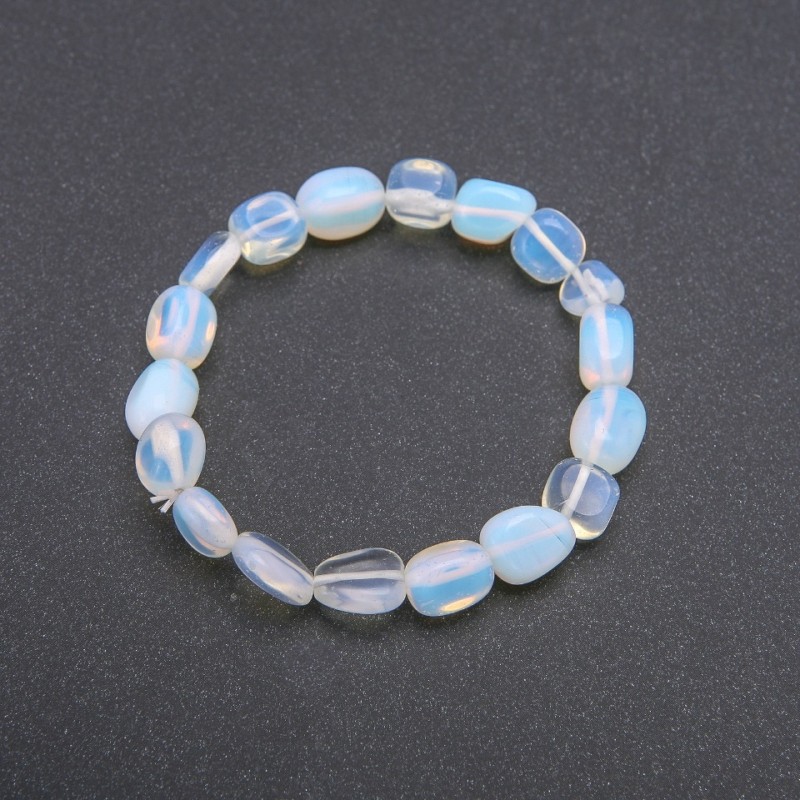 Moonstone (opalite) Faceted Bracelet on Elastic, 8-10 mm Diameter, Length 18 cm