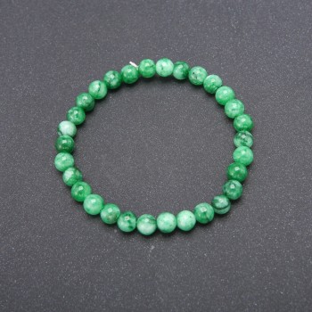 Synthetic chrysoprase bracelet on elastic with smooth beads, 6 mm diameter, 18 cm circumference