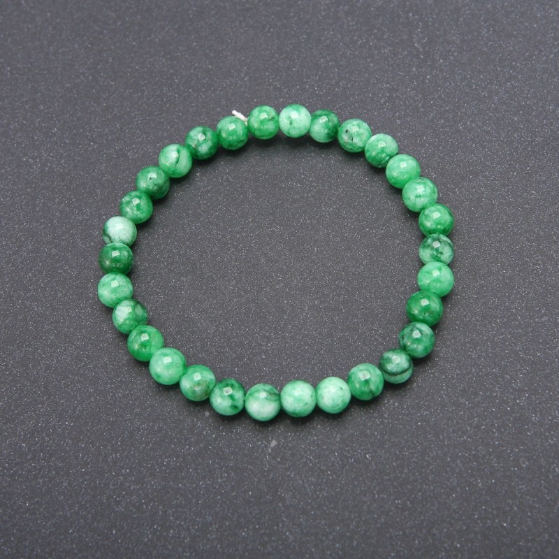 Synthetic chrysoprase bracelet on elastic with smooth beads, 6 mm diameter, 18 cm circumference