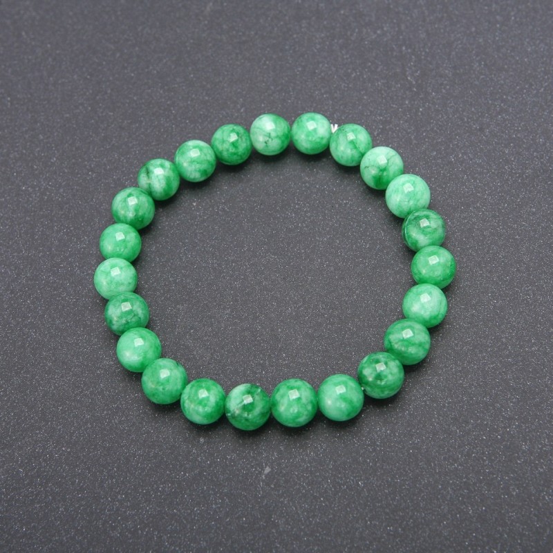 Chrysoprase bead bracelet, synthetic, on elastic, smooth round beads, 8 mm diameter, 18 cm circumference