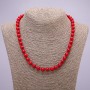 Natural Coral Necklace with Smooth Beads, 10 mm Diameter, 47 cm Length