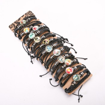 Eco-leather Bracelets Assortment on Drawstrings, Pack of 12