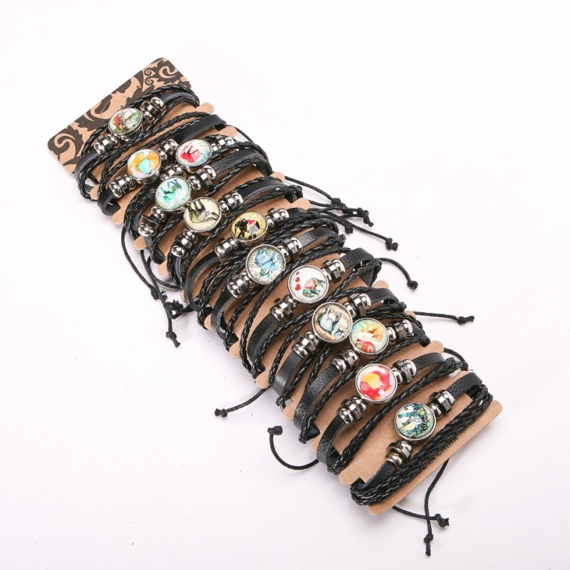 Eco-leather Bracelets Assortment on Drawstrings, Pack of 12