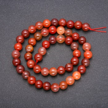 Beads from natural stone Red Rutile Quartz smooth round bead, diameter 10 mm (±), length 38 cm