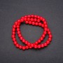 Coral Beads on Thread (Pressed) Smooth Spheres, 6 mm diameter, length 40 cm ±