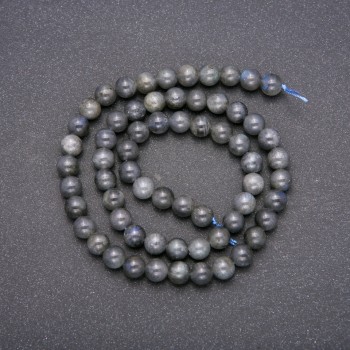 Labradorite natural stone beads — smooth round beads, diameter 6 mm (±), length 38 cm
