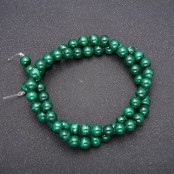Natural Malachite Beads - Smooth Round Bead, Diameter 6 (+/-) mm, Length 38 cm