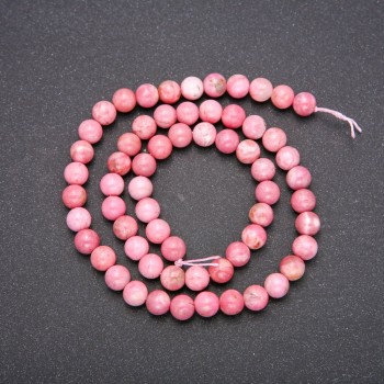 Rhodochrosite natural stone beads - smooth round bead, diameter 6 (+ -) mm, length 38 cm