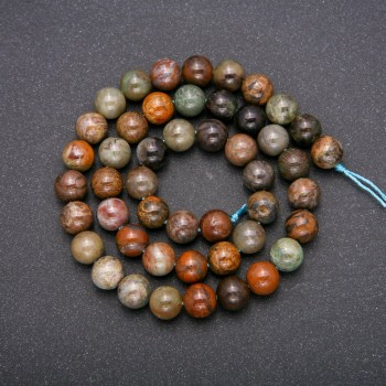 Beads of natural stone Multicolored Jasper, smooth round beads, diameter 8 (+/-) mm, length 38 cm