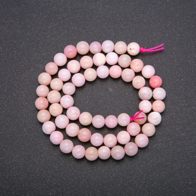 Natural Stone Beads Pink Opal Smooth Bead, Diameter 6 mm (+/-), Length 38 cm