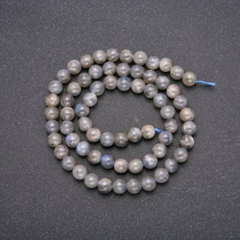 Labradorite natural stone beads — smooth round bead, 6 mm diameter (+/-), 38 cm length