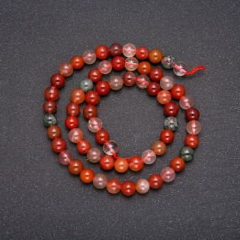 Natural stone beads Rutile Quartz, assorted, smooth round beads, 6 mm diameter, 38 cm length