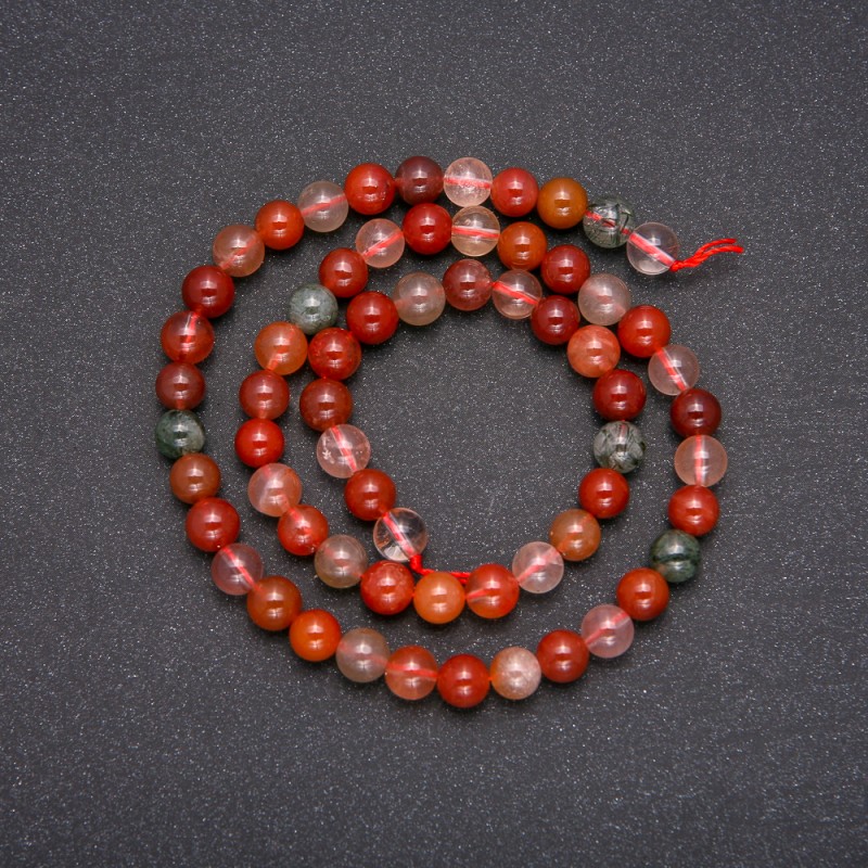 Natural stone beads Rutile Quartz, assorted, smooth round beads, 6 mm diameter, 38 cm length