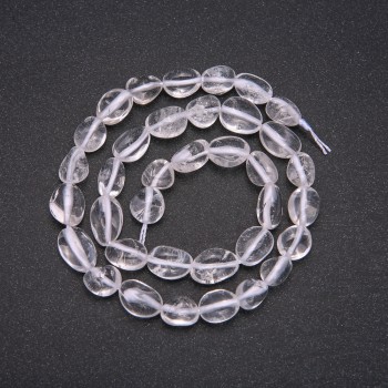Beads of natural stone Rock Crystal Navette, diameter 8×10 mm (±), strand length 38 cm