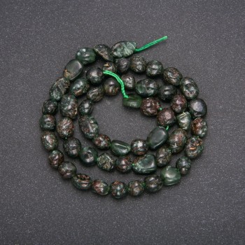 Beads of natural stone Seraphinite, lentil-shaped, diameter 10x12 mm, length 39 cm (+)