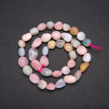 Morganite beads, faceted drop, 9x12 mm, length 38 cm