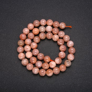 Smooth round natural selenite beads, 8 mm diameter, 38 cm length
