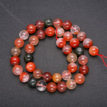 Natural stone rutile quartz beads - Assorted, smooth spheres, diameter 10 mm, length 38 cm