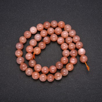 Natural Selenite Beads, Smooth Round Balls, 8 mm Diameter, 38 cm Length