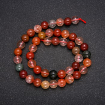 Natural stone beads Rutile Quartz Assorted smooth round beads, 8 mm diameter, 38 cm length