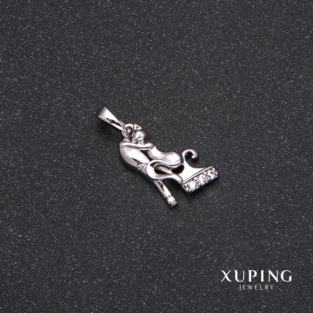 Xuping Pendant with White Stones Rhodium-Plated