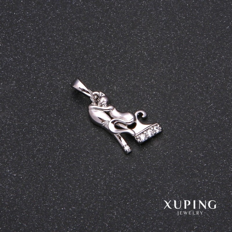 Xuping Pendant with White Stones Rhodium-Plated