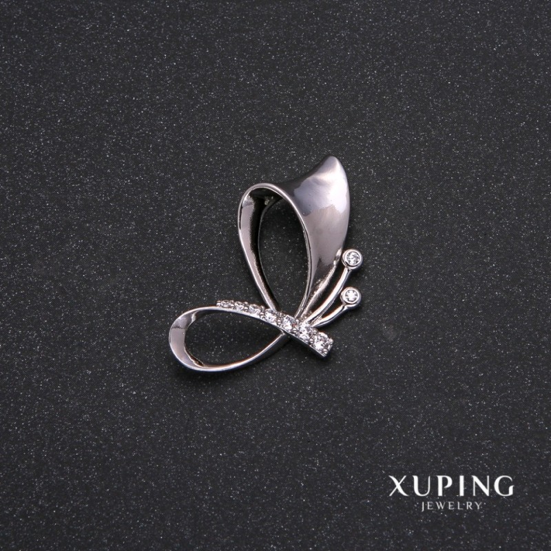 Xuping Pendant with White Stones 18x33mm Rhodium