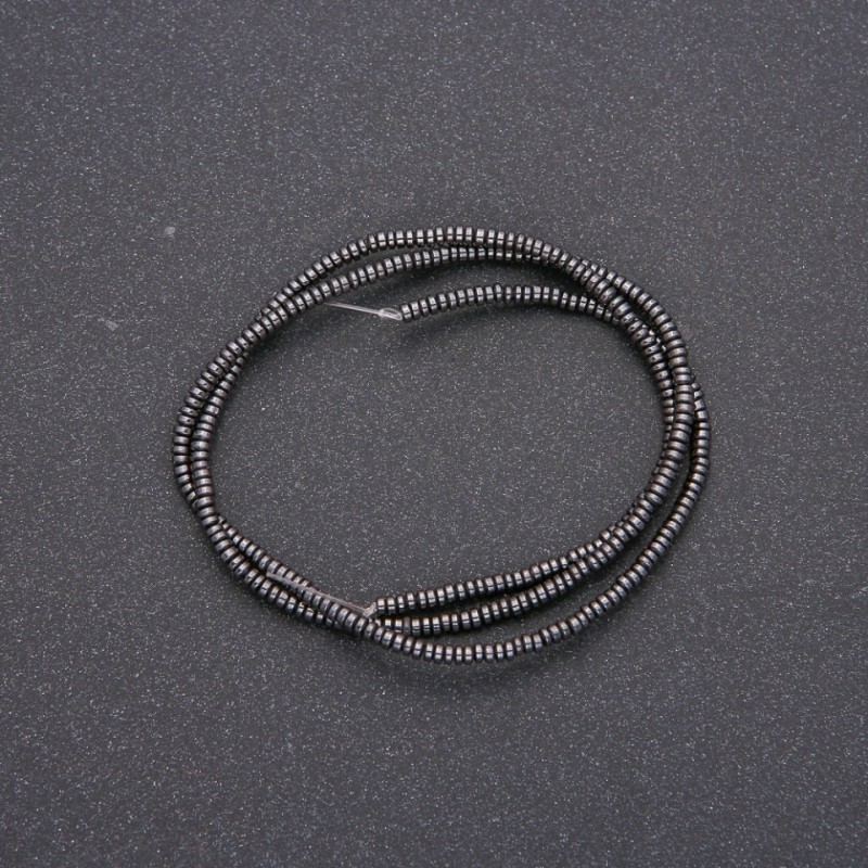 Hematite beads – smooth rondelle strand, diameter 2.3×1.5 mm, length 40 cm