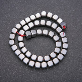Hematite cube beads, 8x8 mm, length 40 cm