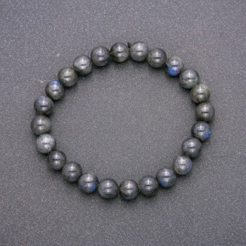 Bracelet made of natural Labradorite on elastic cord, smooth beads, diameter about 8 mm, length 18 cm