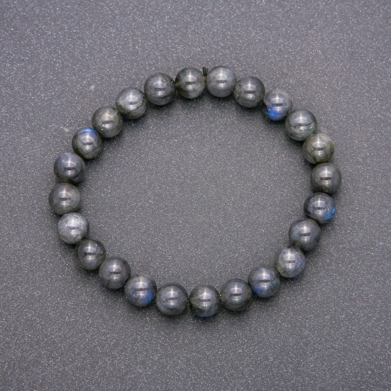 Bracelet made of natural Labradorite on elastic cord, smooth beads, diameter about 8 mm, length 18 cm