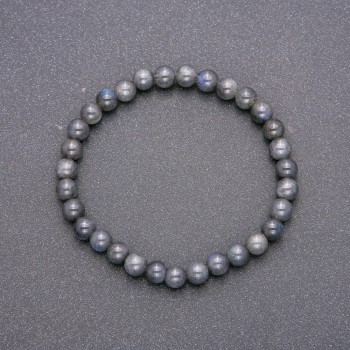 Labradorite bracelet on elastic with smooth beads, diameter 6 mm, length 18 cm