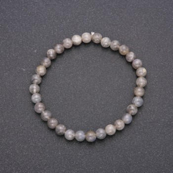 Labradorite Bracelet on Elastic, Smooth Beads, 6 mm Diameter, 18 cm Length