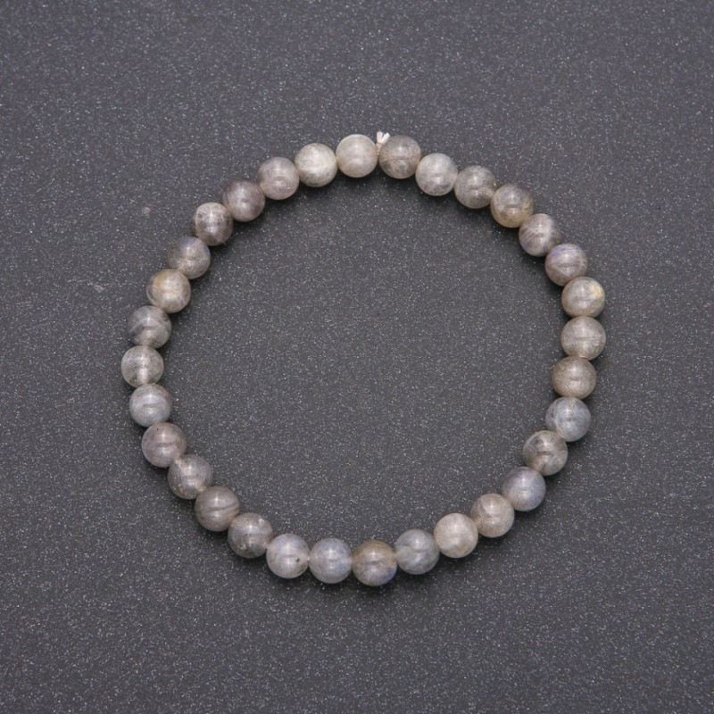 Labradorite Bracelet on Elastic, Smooth Beads, 6 mm Diameter, 18 cm Length