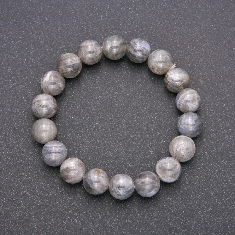 Bracelet made of natural labradorite on elastic, smooth bead, diameter 10(±)mm, length 18 cm