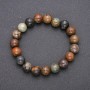 Bracelet made of natural multicolored jasper on elastic cord, smooth bead, diameter about 10 mm, circumference 18 cm