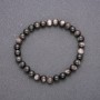 Bracelet with natural stone: Silver Obsidian on elastic, smooth beads, 6mm diameter, 18cm length