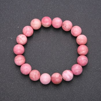 Natural rhodochrosite bracelet on elastic, smooth beads, 8(±)mm diameter, 18 cm length
