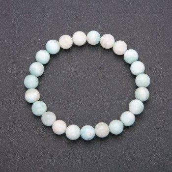 Larimar natural stone bracelet on elastic cord, smooth beads, 8(±)mm diameter, 18 cm circumference