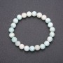Larimar natural stone bracelet on elastic cord, smooth beads, 8(±)mm diameter, 18 cm circumference