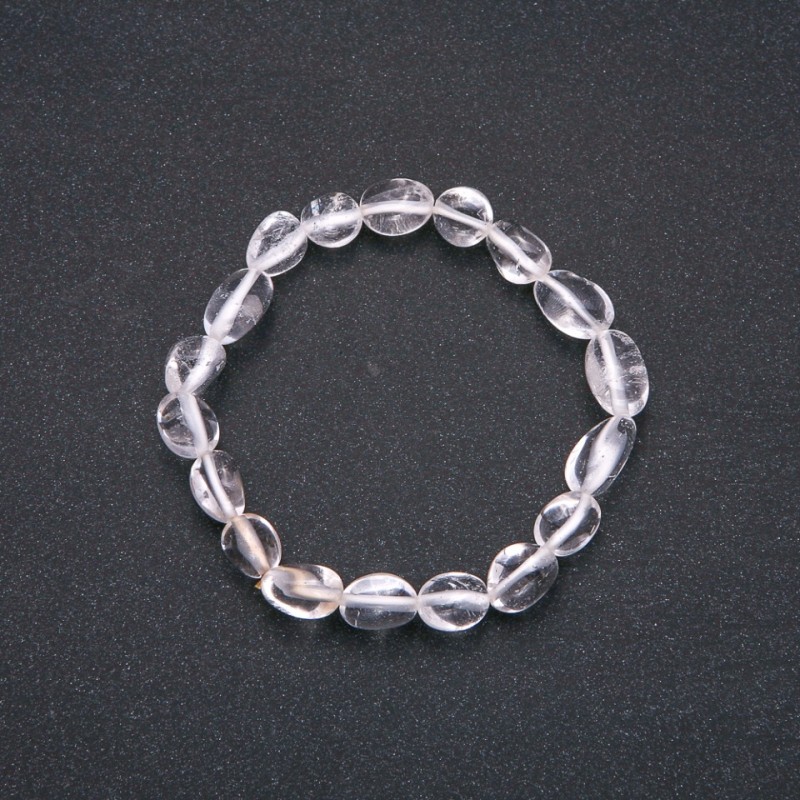 Bracelet made from natural mountain crystal on elastic cord, 9x11 mm (±) size, circumference 18 cm