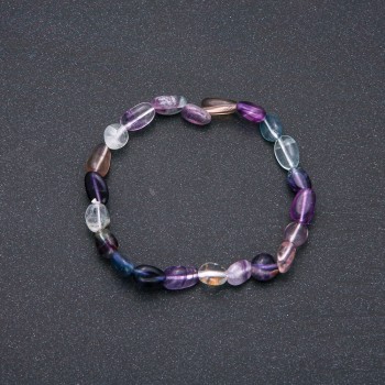 Bracelet made of natural fluorite on elastic, tumbled beads, size 7x9 mm (±), circumference 18 cm