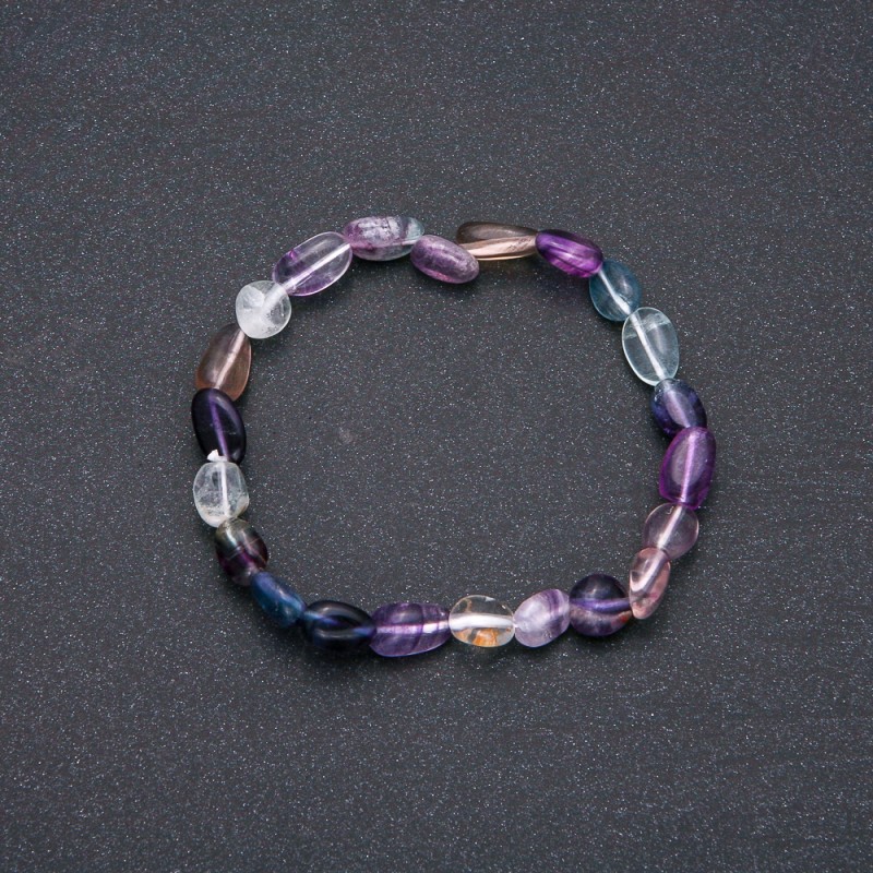 Bracelet made of natural fluorite on elastic, tumbled beads, size 7x9 mm (±), circumference 18 cm