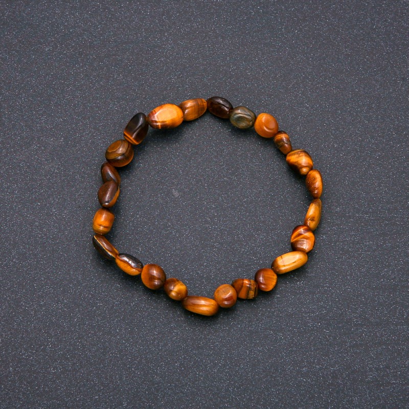 Bracelet made of natural Tiger's Eye on elastic, diameter 7x9 mm (±), circumference 18 cm