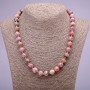 Rhodochrosite natural stone necklace with smooth beads, 10 mm diameter, 45 cm length
