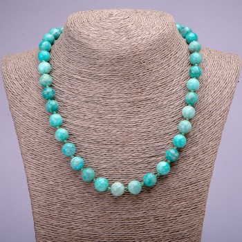 Natural Amazonite Necklace with smooth beads, diameter 10(+-)mm, length 45cm