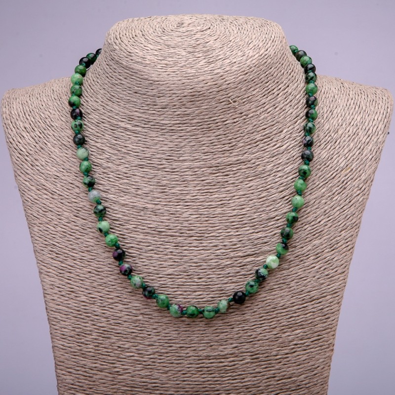 Zoisite Bead Necklace, Natural Zoisite, Smooth Round Beads, 6 mm Diameter (±), 45 cm Length