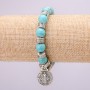 Turquoise bracelet on elastic, diameter 10(±)mm, length 18cm with inlays and an Icon pendant