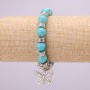 Turquoise Elastic Bracelet, Diameter 10± mm, Length 18 cm with Inlays and Butterfly Pendant